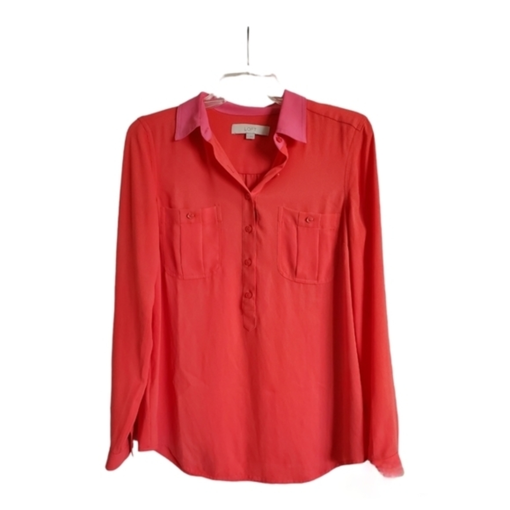 LOFT button‎ down pink blouse